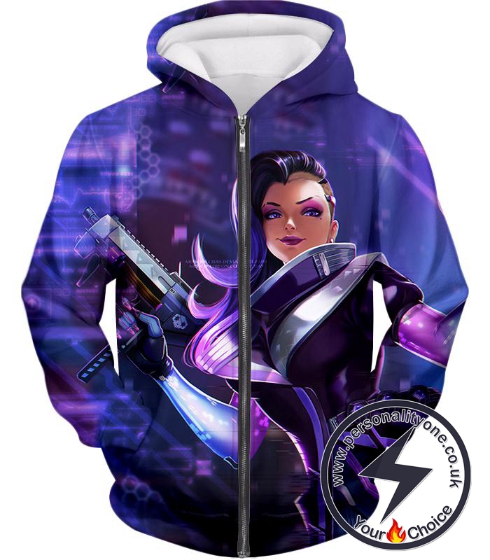 Overwatch Amazing Offense Character Sombra Zip Up Hoodie